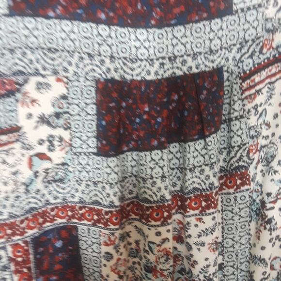 Women Sz S BOHO Festival V-neck Festival Peasant Ruffle Y2K Patchwork Romper - Picture 16 of 16